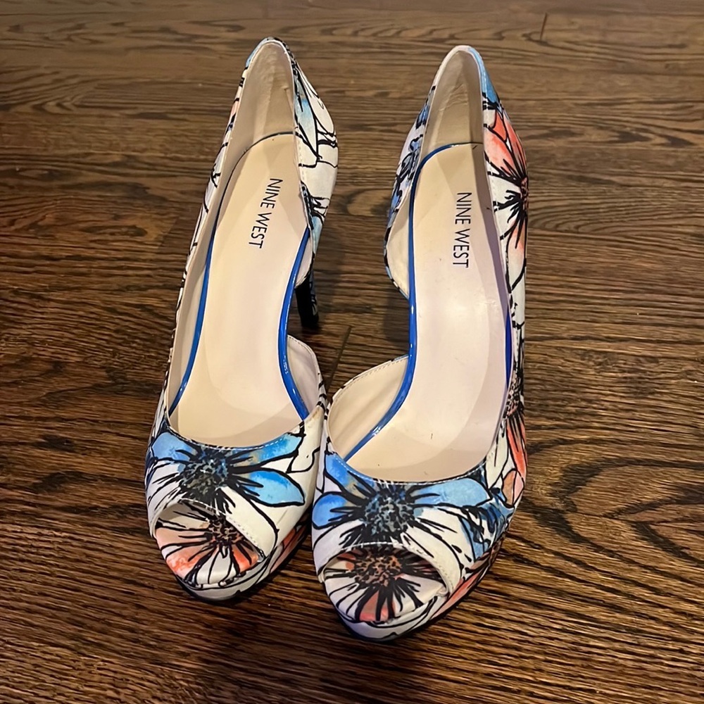 Nine West floral heels